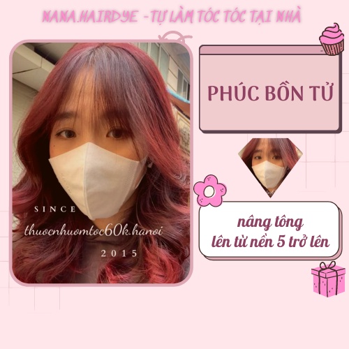 Thuốc nhuộm tóc màu Phúc Bồn Tử/ Nâu Berry kèm oxy trợ dưỡng găng tay