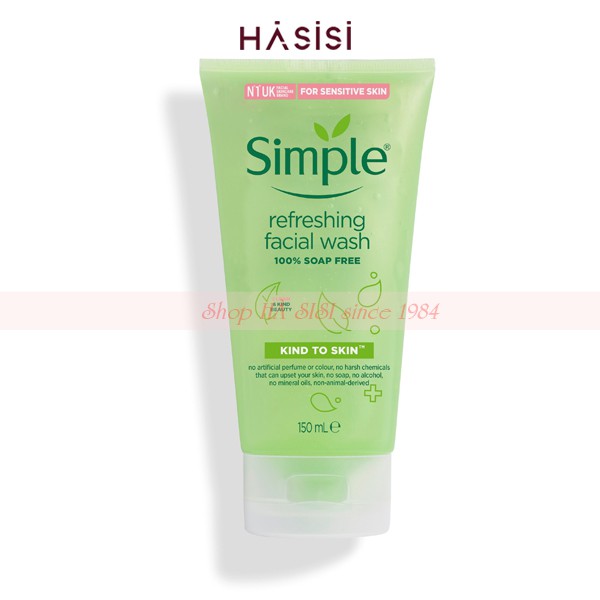Sữa Rửa Mặt Dạng Gel Dành Cho Da Nhạy Cảm SIMPLE KIND TO SKIN REFRESHING FACIAL WASH GEL 150ml