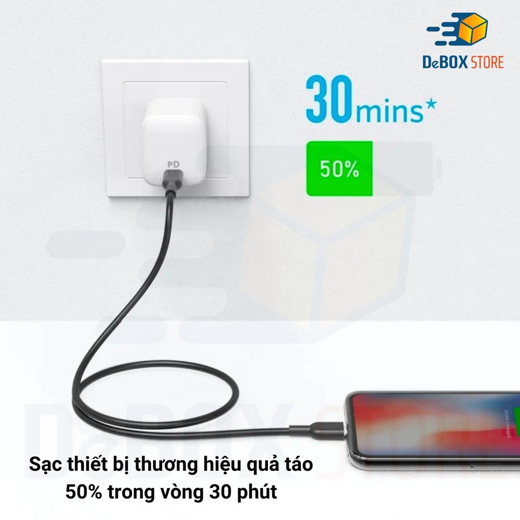Cáp Sạc Nhanh Anker A8632 A8633 0.9m 1.8m PD 3.0 Power Line II Flow USB-C to L Bảo hành 12 tháng
