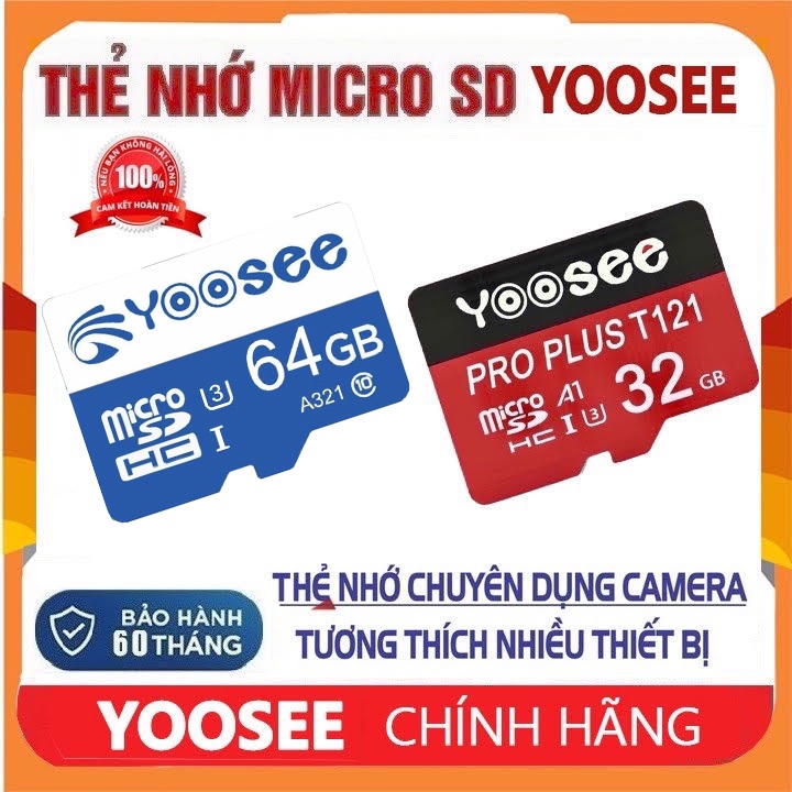 [XẢ HÀNG] Thẻ Nhớ MicroSDHC Yoosee Pro Plus 64GB và 32GB A1 U3 4K R95MB/s W45MB/s – Chuyên Camera Và Điện Thoại