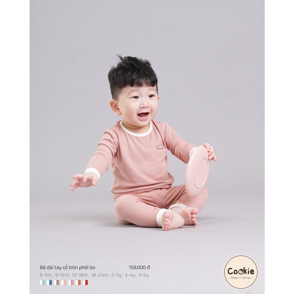 Cookie Bộ dài tay cổ tròn phối bo cho bạn nhỏ