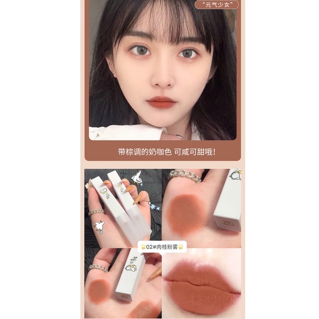 [Hàng mới về] Son môi nhung mịn thiết kế họa tiết chú vịt dễ thương | BigBuy360 - bigbuy360.vn
