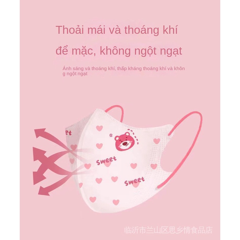 Mặt Nạ Bảo Vệ Dùng Một Lần Thiết Kế Hình Gấu 3D Độc Đáo