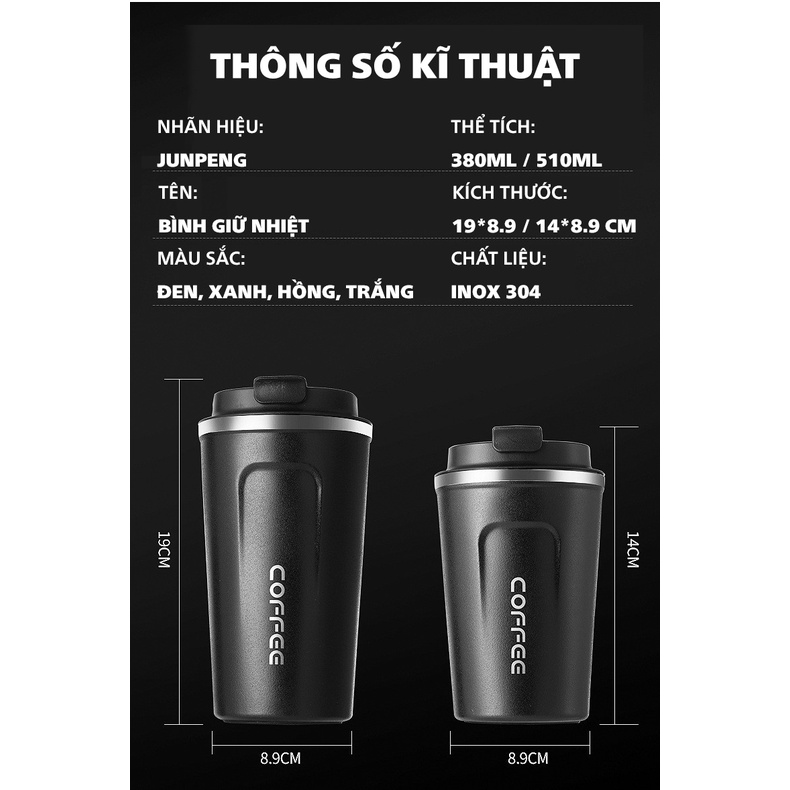 Bình Giữ Nhiệt - Cốc Giữ Nhiệt Coffee Dùng Đựng Nước, Trà, Cà Phê  Tiện Lợi, Kiểu Dáng Hiện Đại, Sang Trọng