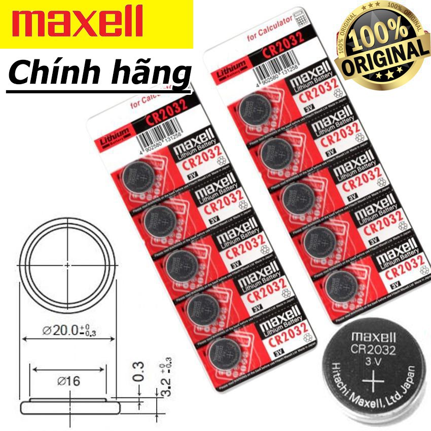 NOWSHIP - Vỉ 5 viên Pin dùng cho nhiệt kế điện tử MC720 Maxell CR2032 3V