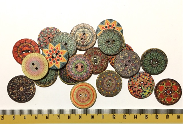 Set 10 Nút Gỗ Vintage Size 15mm, 20mm, 25mm - Phụ kiện trang trí, thêu thùa, may mặc