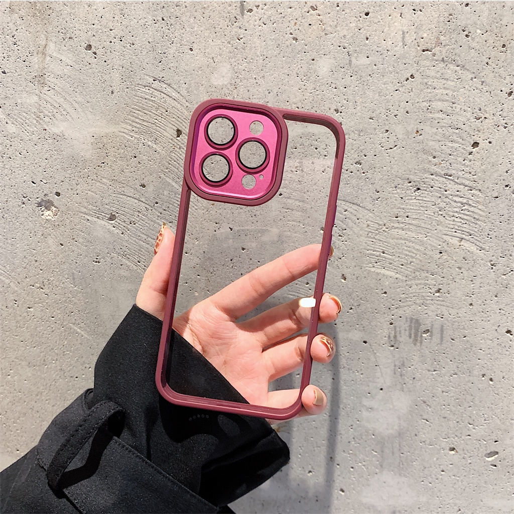 Ốp Điện Thoại Kim Loại Cứng Trong Suốt Chống Sốc Sang Trọng Cho iPhone 14 plus 13Pro 13 12 11 Pro Max