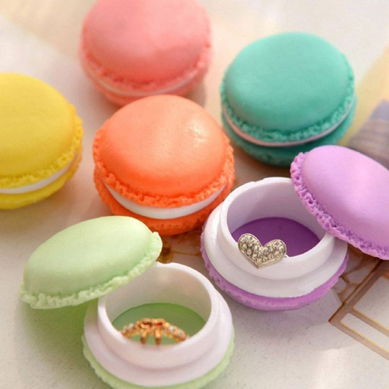 Bộ 6 hộp đựng kẹo/trang sức hình bánh macaron mini màu kẹo kích thước 4.5x2cm