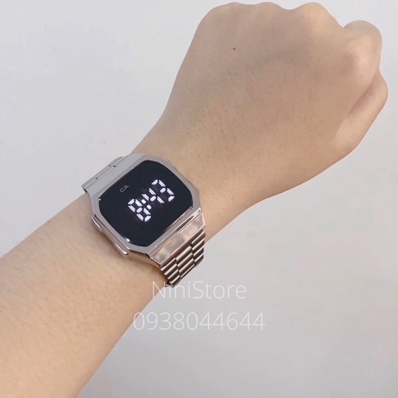 Đồng hồ thời trang nam nữ A168- Mặt cảm ứng màu đen sang trọng