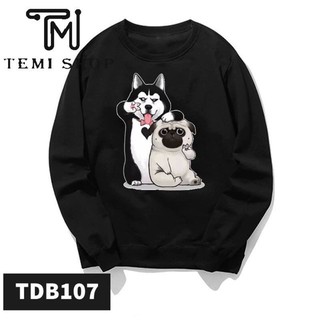 Áo nỉ sweater husky vui nhộn NỈ BÔNG ẤM có bigsize đến hơn 100kg