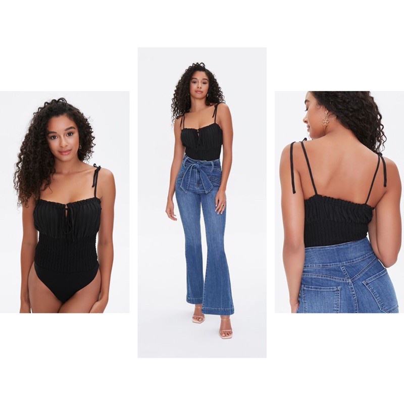 ✣♣▣Bodysuit 2 Dây Smocking Cúp Ngực F21 (CÓ BIG SIZE) | BigBuy360 - bigbuy360.vn