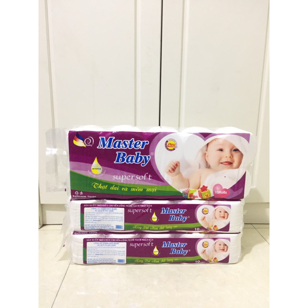 GIẤY VỆ SINH MASTER BABY 10 CUỘN X 3 LỚP KHÔNG LÕI