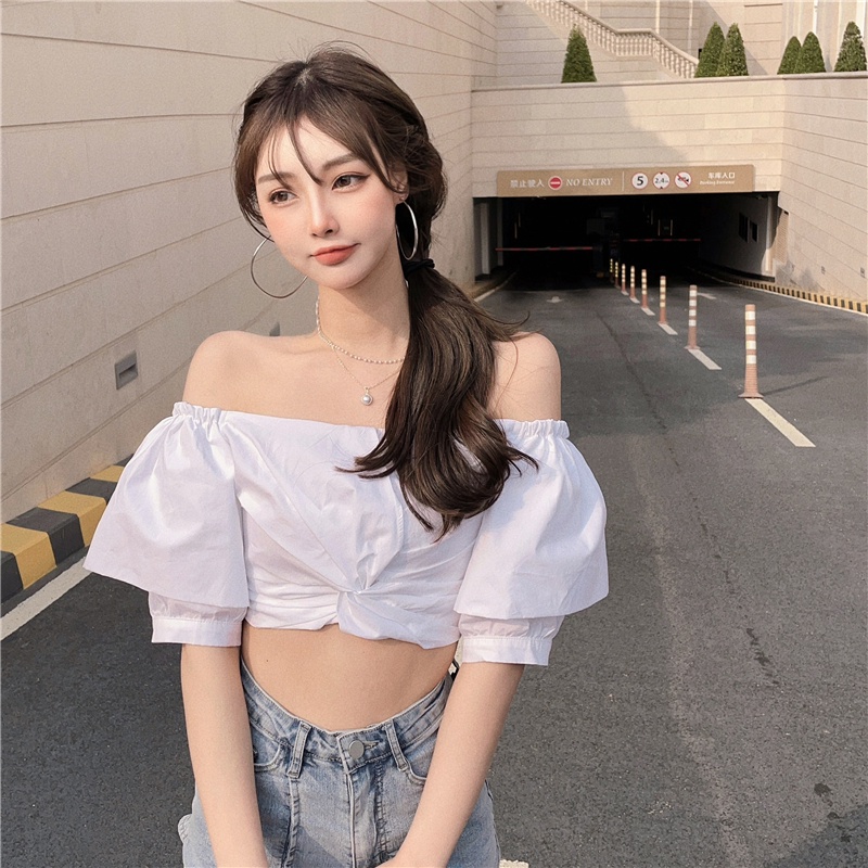 Áo sơ mi kiểu ngắn thắt nơ thời trang nữ - Emilyshop
