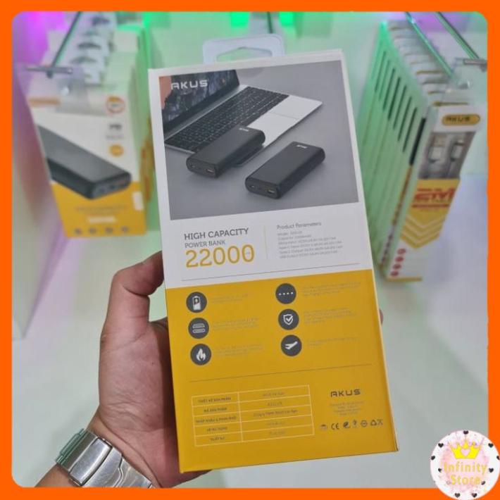 [Mã 273ELHA100K0 hoàn 7% đơn 500K] PIN SẠC DỰ PHÒNG AKUS A22LUX 22000MAH INFINY DECOR