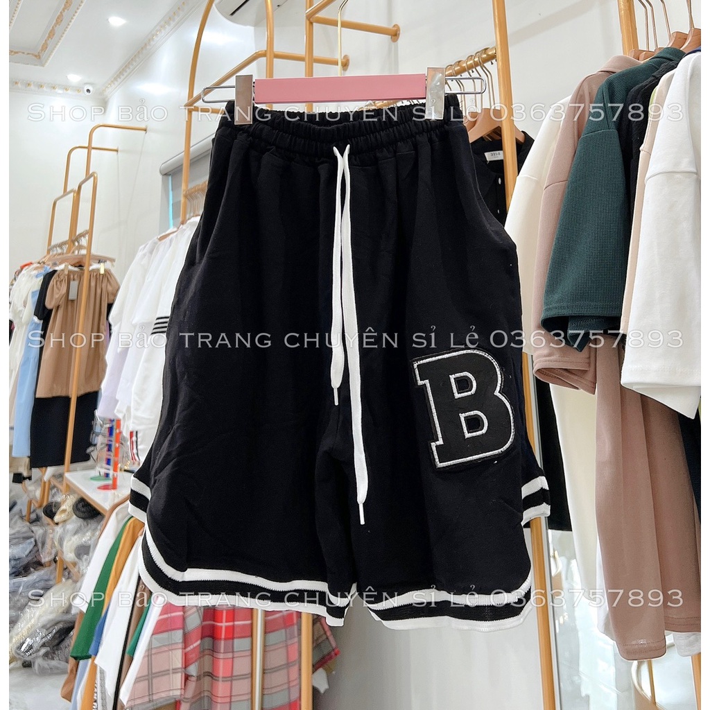 Quần Short Nỉ Viền Chữ B Chất Siêu Đẹp Dày Form Unisex Nam Nữ Kiểu Dáng Cá Tinh Năng Động Hàn Quốc Basic