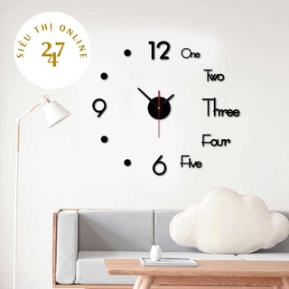 Đồng hồ treo tường, dán tường thiết kế 3D sang trọng kiểu Châu Âu DIY - Trang trí nghệ thuật - Thiết kế đơn giản