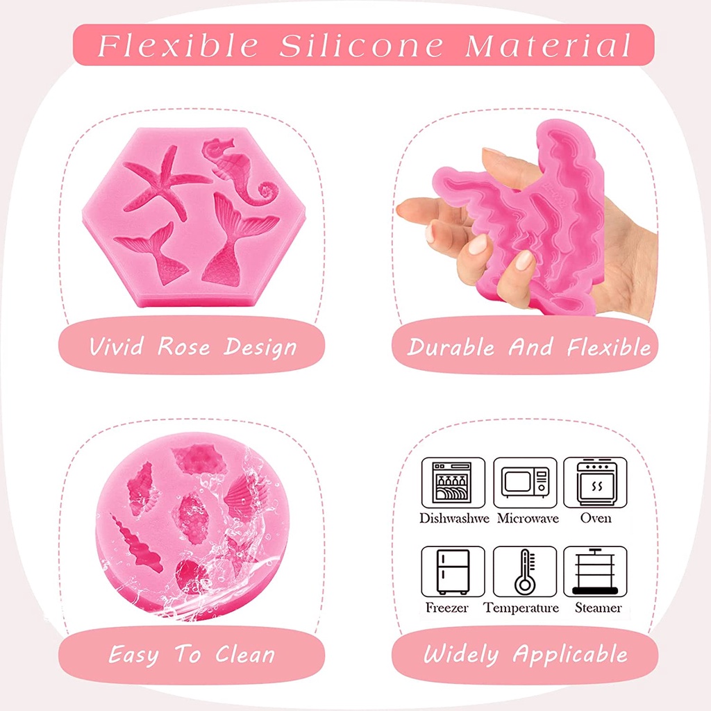 Khuôn Silicone Tạo Hình Trang Trí Bánh Hình Sinh Vật Biển 3D
