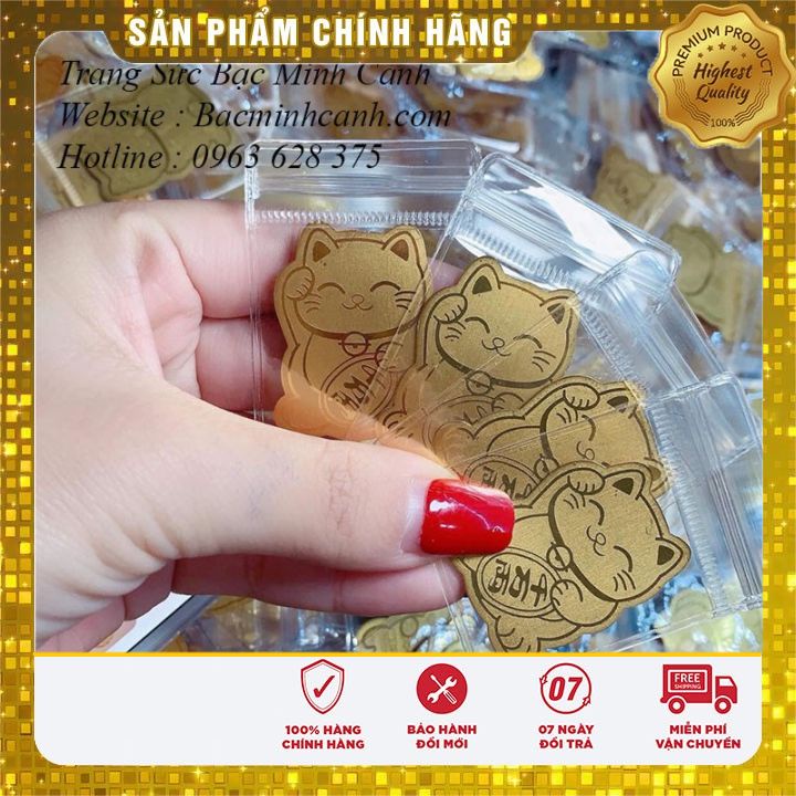 Miếng dán Mèo thần tài - Chú Trâu vàng tết Tân Sửu 2021 chiêu tài, hút lộc dán điện thoại hoặc đựng trong ví tiền