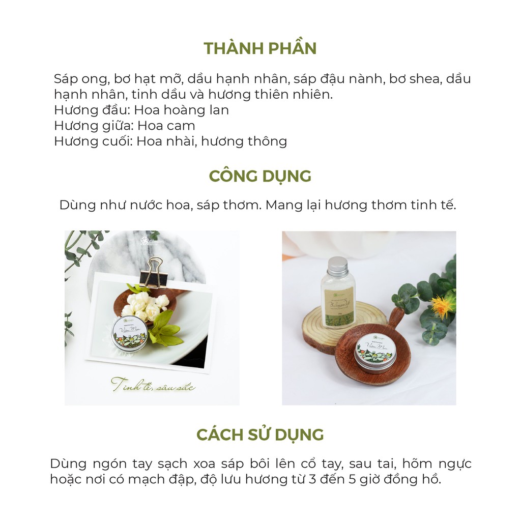 Nước Hoa Khô Thiên Nhiên Vườn Mưa Sâu Lắng Tinh Tế Hương Hoa Nhài, Hoa Cam [TẶNG kèm Túi Vải Nhỏ] Cỏ Mềm 10g | Thế Giới Skin Care