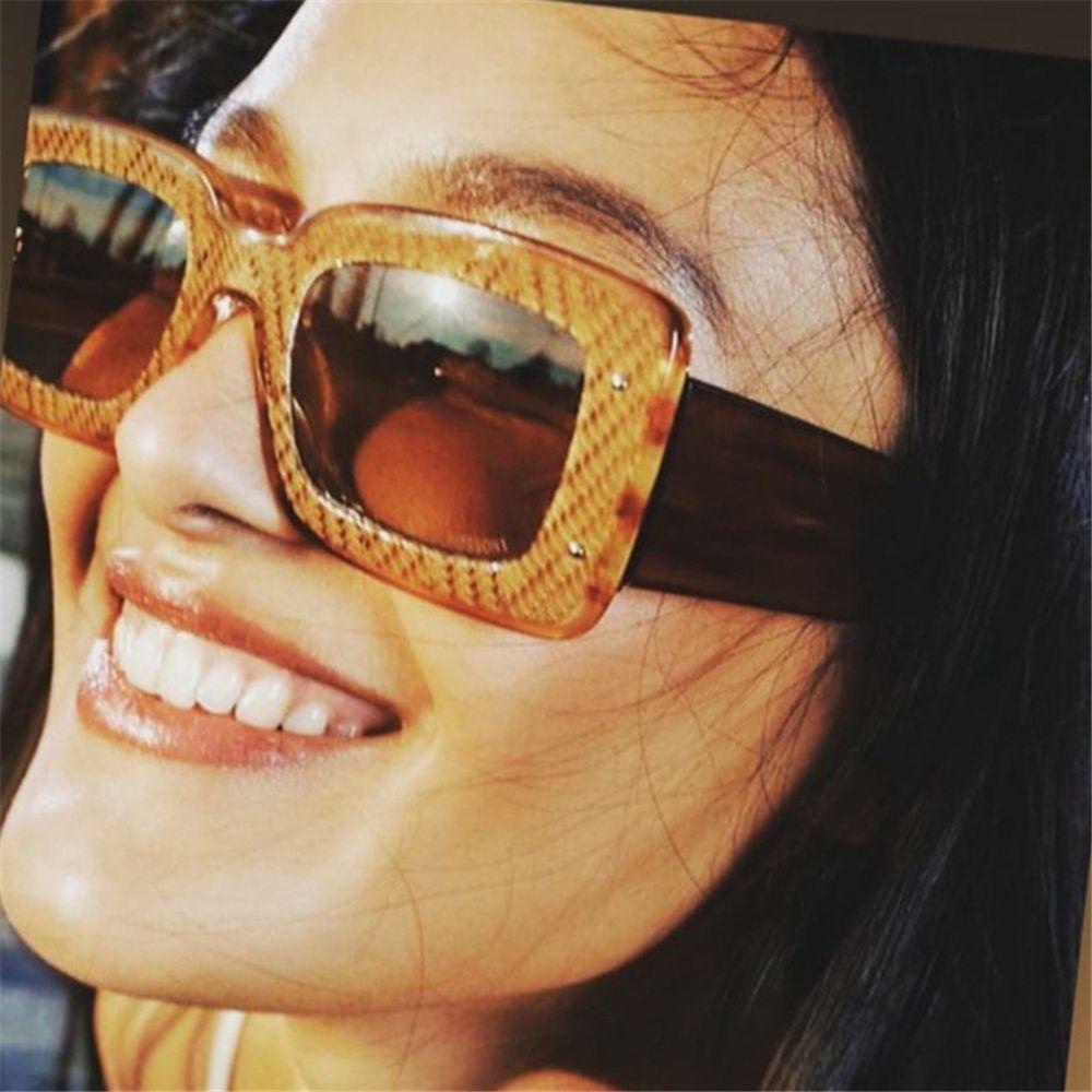 EUTUS Kính Mát Hình Chữ Nhật Chống Tia UV400 Họa Tiết Da Báo