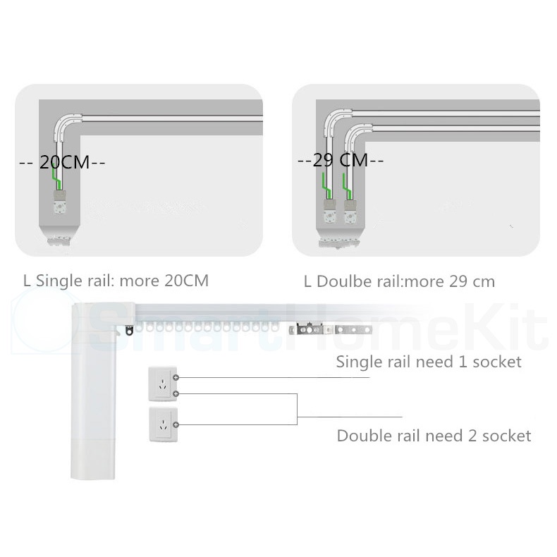 Ray rèm tự động Full phụ kiện cho động cơ rèm Aqara/ Xiaomi/ Tuya bát bắt trần