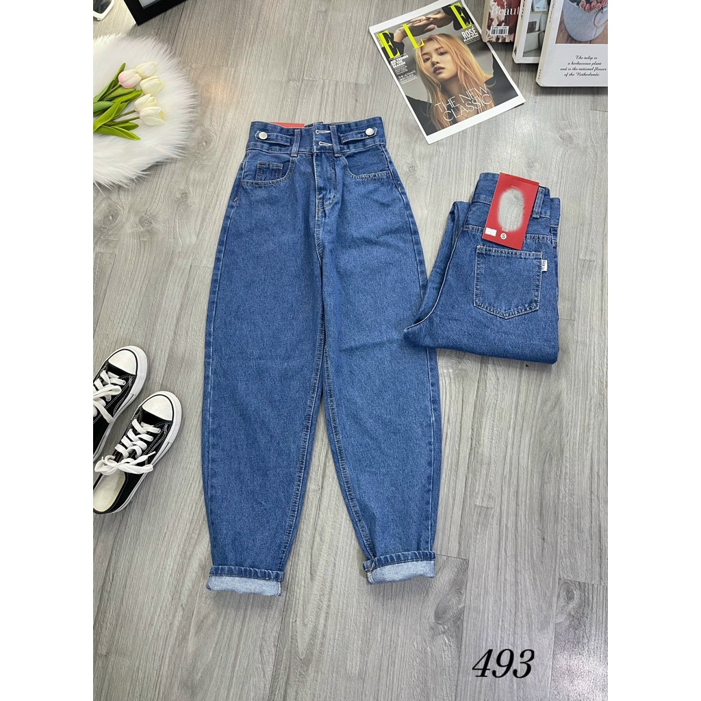 [BGHL502] QUẦN JEANS NỮ BAGGY 2 NÚT BẢN ĐAI 4 NÚT LAI CUỐN XANH NHẠT XANH ĐẬM CỰC HOT XINH ĐẸP NITIQC