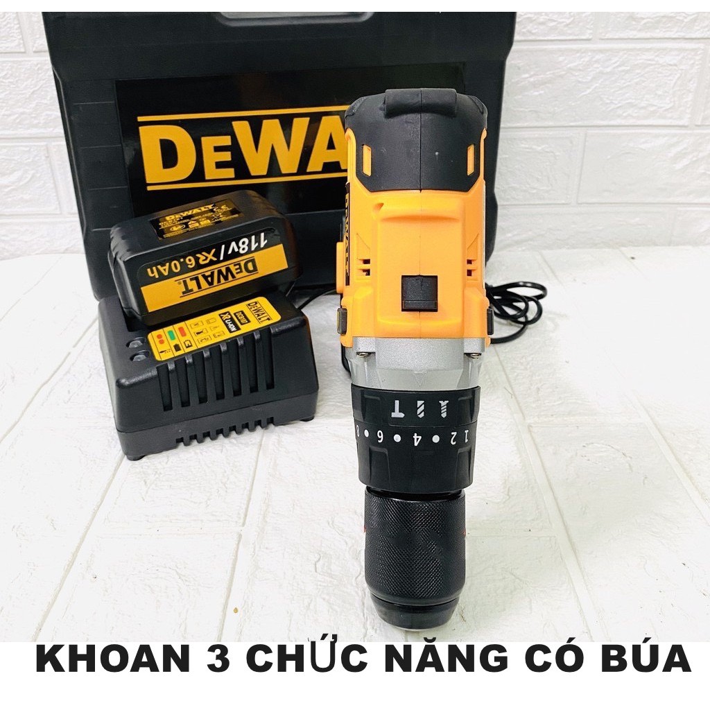 Máy khoan pin 118V Dewalt 3 chức năng có búa - Động cơ 775 siêu mạnh mẽ