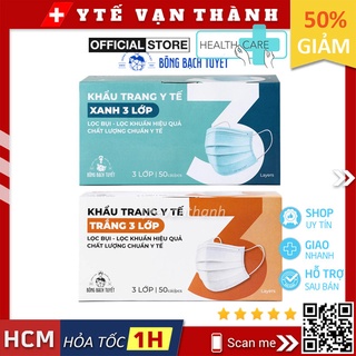 ✅ Khẩu Trang Y Tế- Bông Bạch Tuyết (Hộp 50 Cái - 3 Lớp) -VT0811