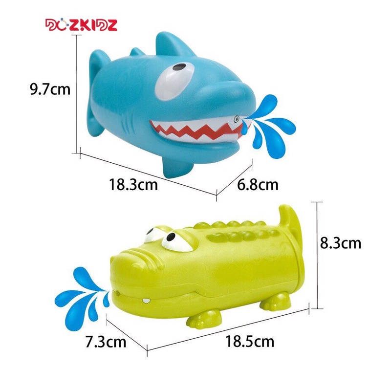 Đồ chơi vận động - Máy bắn nước kéo pít tông hình cá mập, cá sấu size to - DOZKIDZ