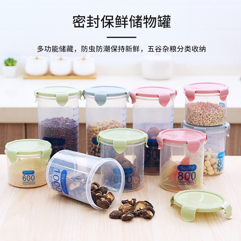 Gia Đình Trong Suốt Nhựa Kín Thực Phẩm Jar Nhà Bếp Ngũ Cốc Nguyên Hạt Hộp Lưu Trữ Hộp Lưu Trữ  Hộp nhựa