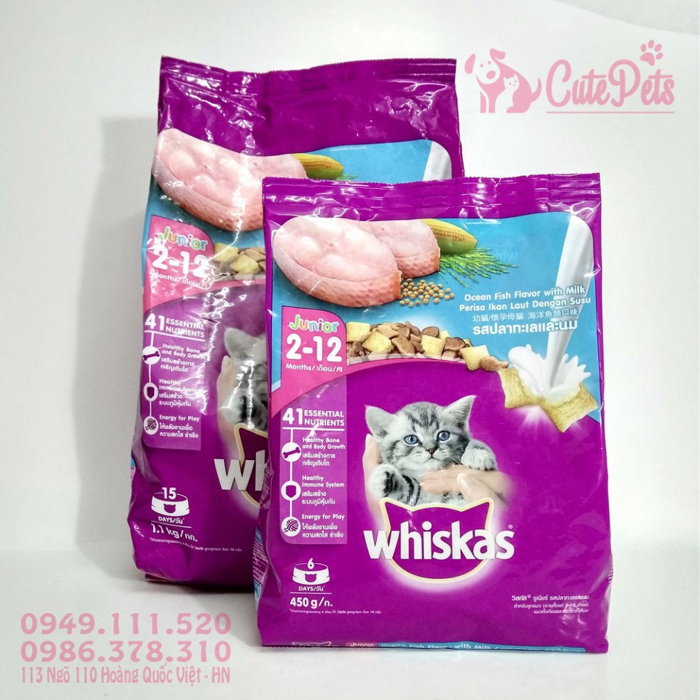 BMB1 Whiskas Junior 450g Vị Cá Biển Và Sữa - Thức ăn cho mèo con - CutePets Phụ kiện chó mèo Pet cửa hàng Hà Nội 4 AO38