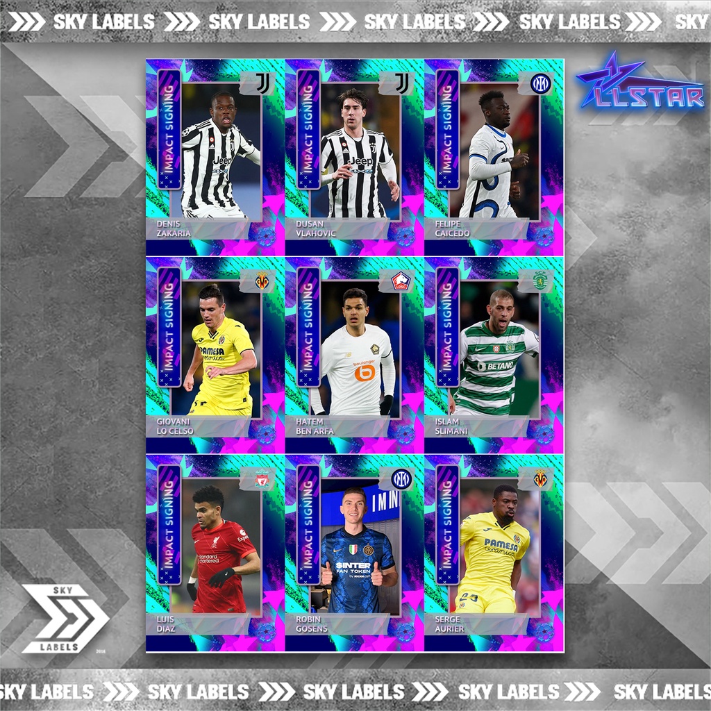 Thẻ SKY UCL IMPACT SIGNING | Dusan Vlahovic, Luis Diaz, Gosens, Zakaria, Caicedo, Lo Celso, Ben Arfa, Slimani, Aurier
