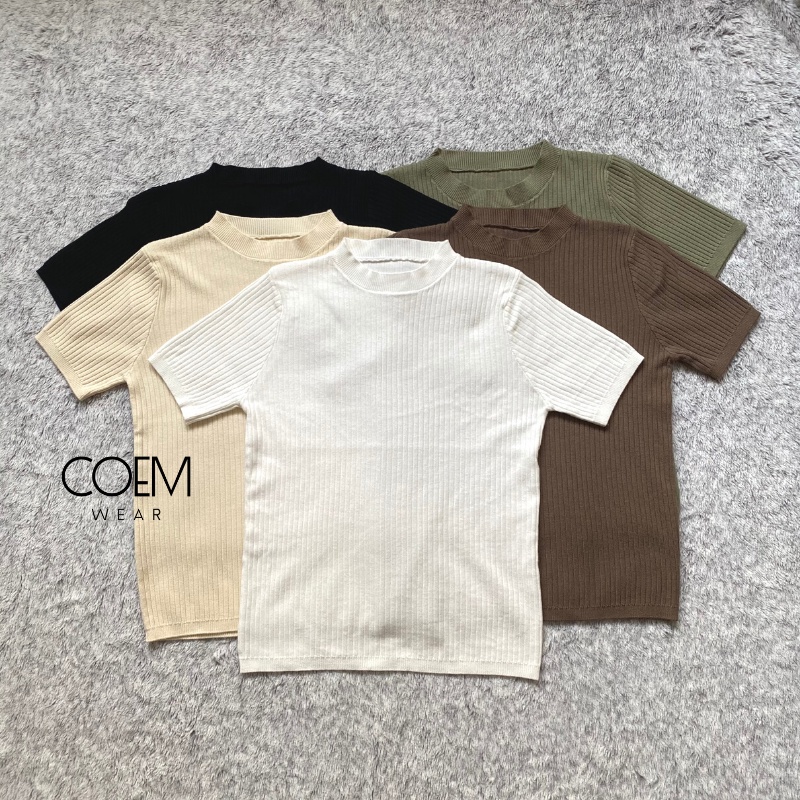 Áo len tay ngắn cổ tròn thời trang nữ đẹp hàng QCCC CW343