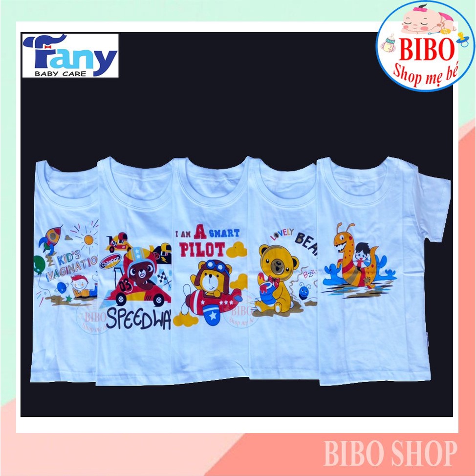 (Chất đẹp)ÁO THUN COTTON CỔ TRÒN TRẮNG IN HÌNH CHO BÉ MẶC NHÀ LOẠI ĐẸP HIỆU FANY_In Fany