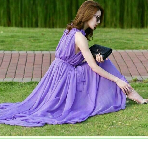 Đầm Maxi Cổ Yếm Xếp Ly Thiết Kế Dáng Dài Cột Nơ Eo Siêu Sang Chảnh Cho Nàng Dự Tiệc Đi Biển Thời Trang Váy Nữ Xm Minh Ph