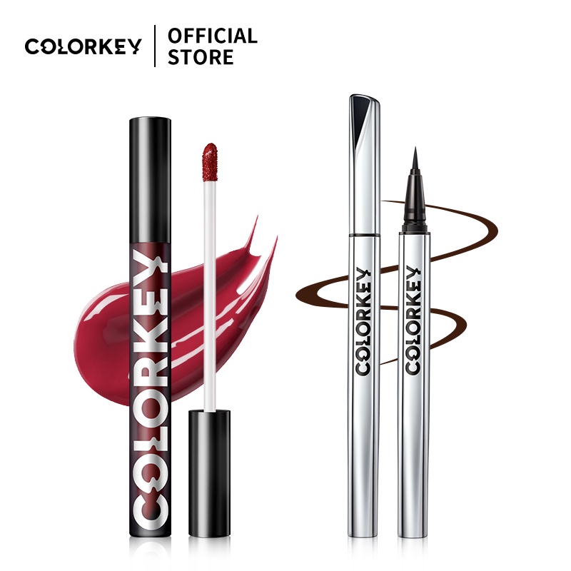 COLORKEY Set mỹ phẩm COLORKEY gồm son bóng 1.7g và bút kẻ mắt 0.5g