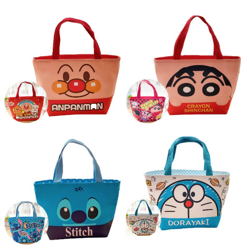 Double Sided Cartoon Stitch Pattern Thermal Insulated Lunch Bag Cool Food Storage Adult Kids School Outdoor Picnic
