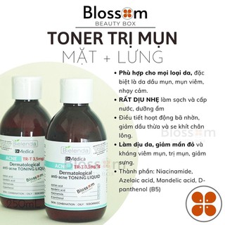 Toner Nước hoa hồng cho da mụn(Mặt + Lưng) Dr Medica (Bielenda)