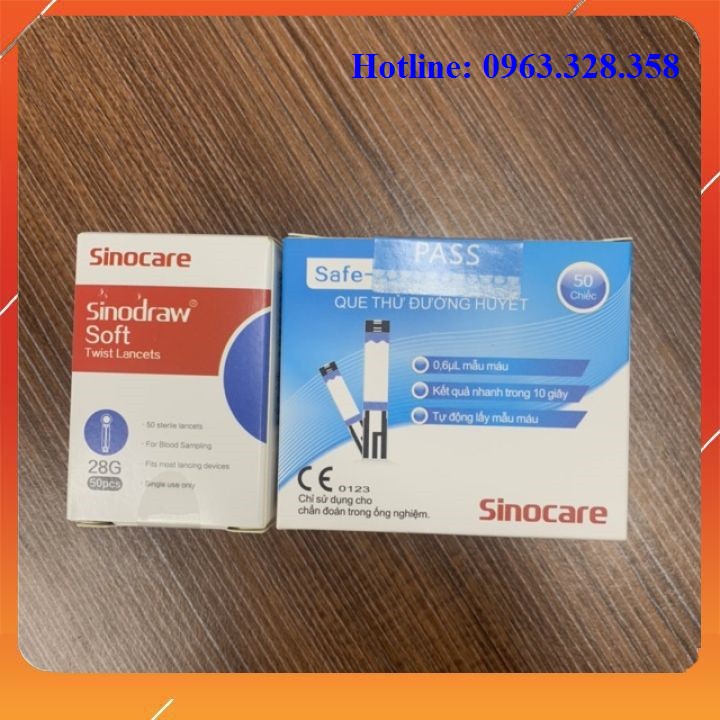 Máy đo đường huyết, Máy thử đường huyết SINOCARE safe accu (25 que và 25 kim)