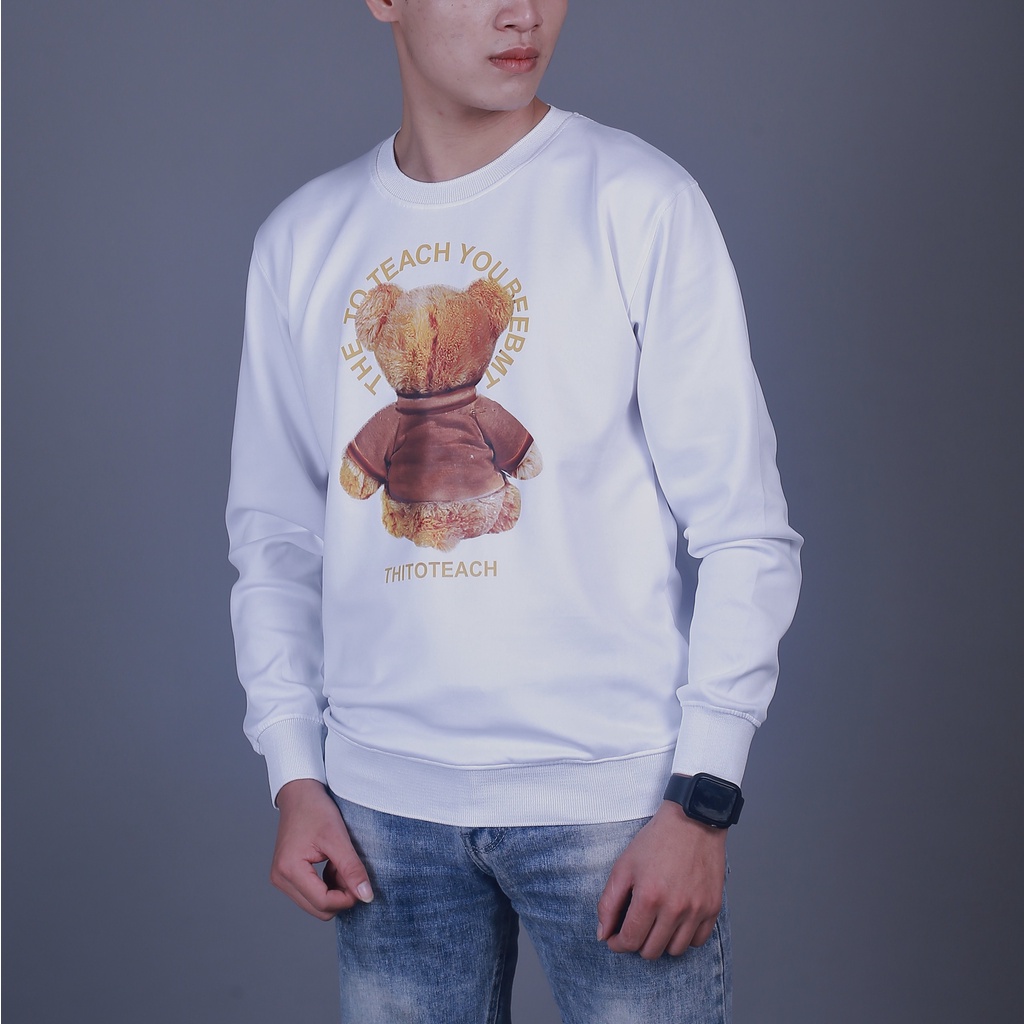 Áo Nỉ Nam - Áo Thu Đông Nam Dài Tay In 3D Hình Teddy Chất Liệu Poly Mềm Mịn - MÃ TD46