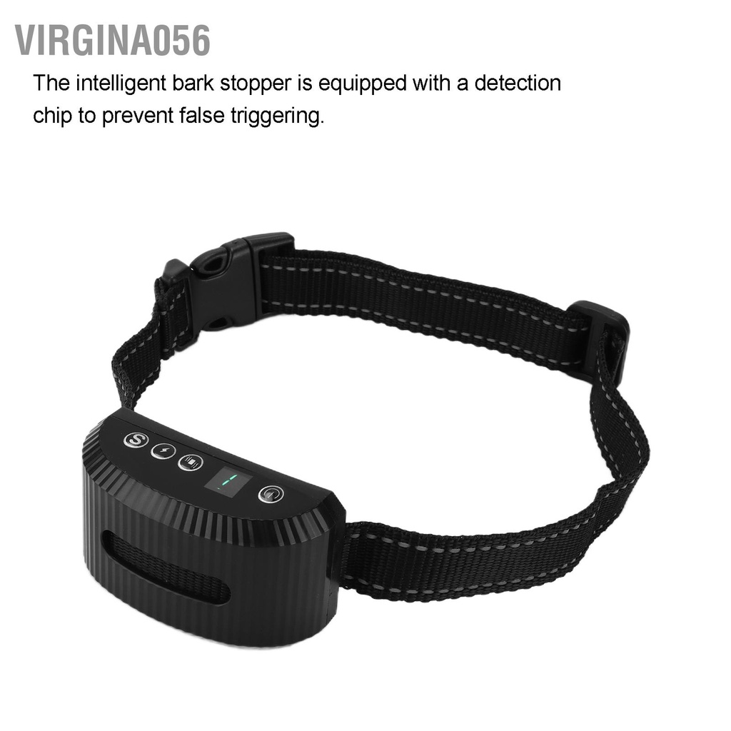 Virgina056 Vòng cổ huấn luyện chó cưng Thiết bị kiểm soát vỏ cây thông minh rung chống sủa cho