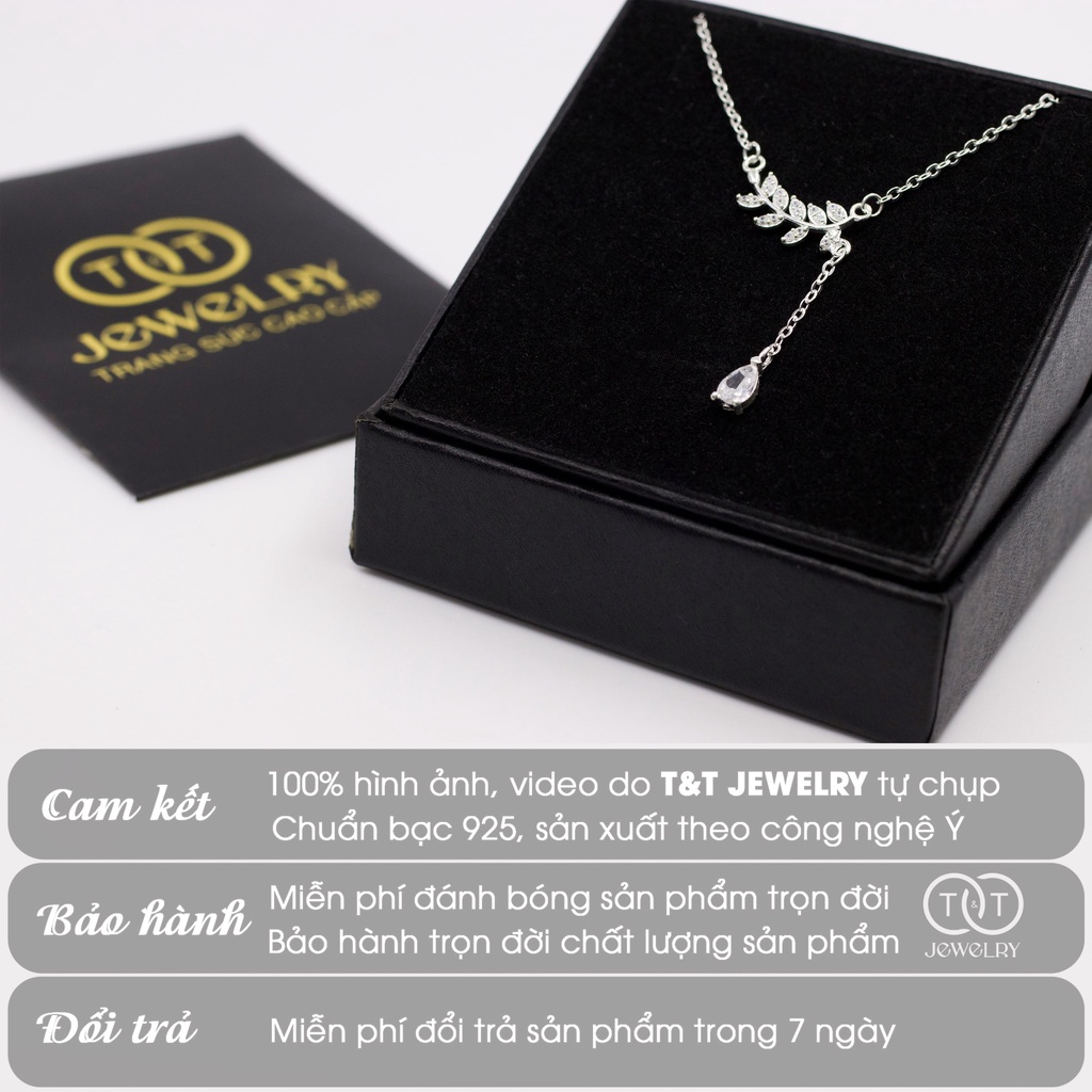 Dây chuyền nữ Nguyệt Quế Giọt Nước Thả Basic Bạc Ý s925 T&amp;T Jewelry cao cấp DC09