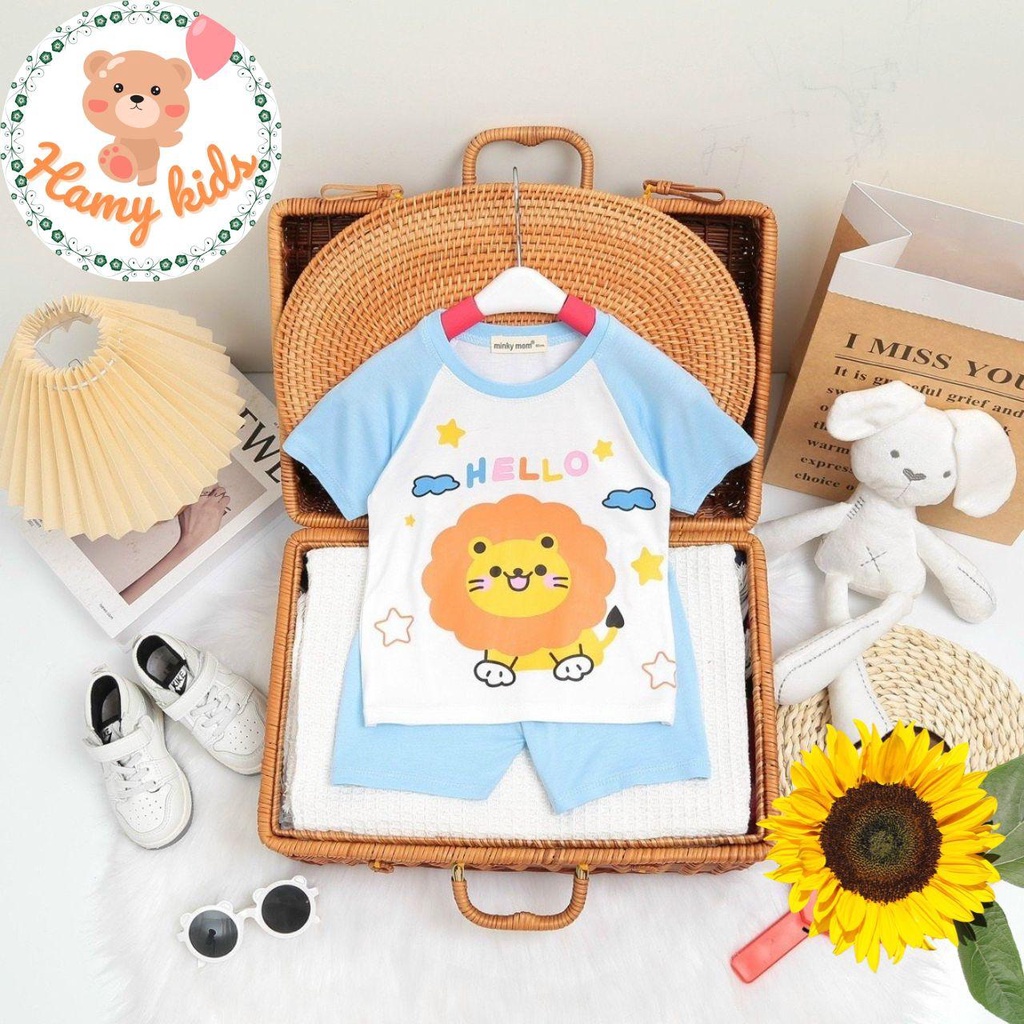 Bộ Cộc Tay Minky Mom Chính Hãng Bé Trai Bé Gái Thun Lạnh Raplan Hình Động Vật Đáng Bé Từ 0-5 Tuổi Dưới 20kg - Hamykids