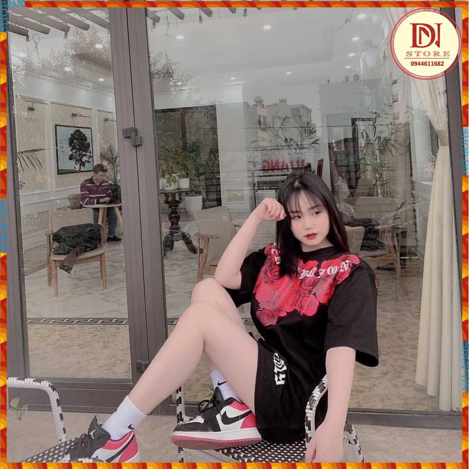 áo thun cotton cao cấp 1miken,tay lỡ from rộng phông nam nữ in nổi 5D hoa hồng jose | BigBuy360 - bigbuy360.vn