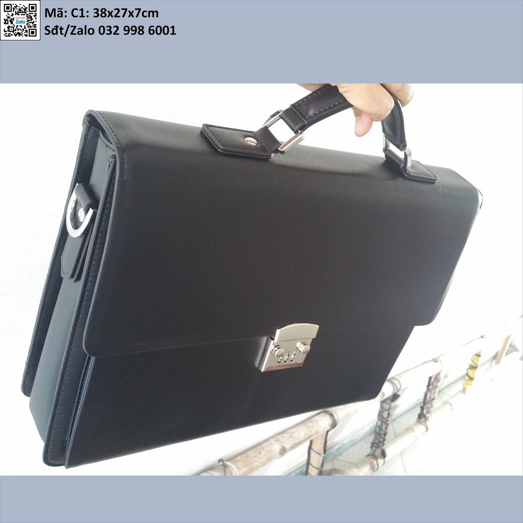 Cặp da khóa số C1 đựng laptop Túi laptop da công sở Cặp khóa số Cặp da văn phòng Cặp đựng tài liệu magic1