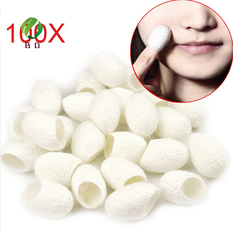 Tiktok ins 100Pcs Organic Natural Silk Cocoons Silkworm Balls Facial Skin Care Scrub Purifying Acne Anti Aging Whitening tiktok