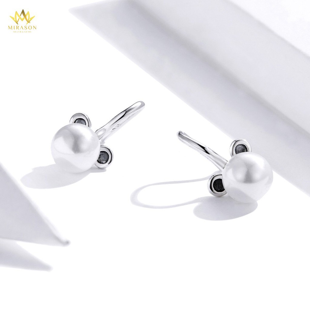 Khuyên Tai Bạc Nữ MIRASON Tròn Nụ Đính Hạt Trai Nhân Tạo Sang Trọng MBT196 - Bông Tai Nữ Bạc 925 Cao Cấp