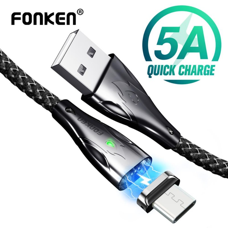 Cáp Sạc Fonken 5a Từ Tính Sạc Nhanh Cổng Micro Usb Type C