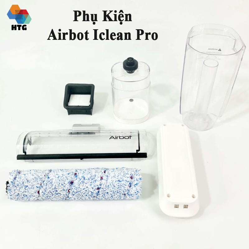 Phụ kiện máy hút bụi lau sàn nhà Airbot IcleanPro, bông lau, lọc bụi, pin sạc, bình nước, nắp đậy, hàng chính hãng