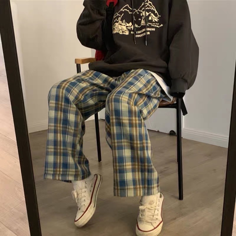 Quần Suông Kẻ Caro Ống Rộng Cúc Trước Chun Sau Ullzzang (ẢNH THẬT) | BigBuy360 - bigbuy360.vn